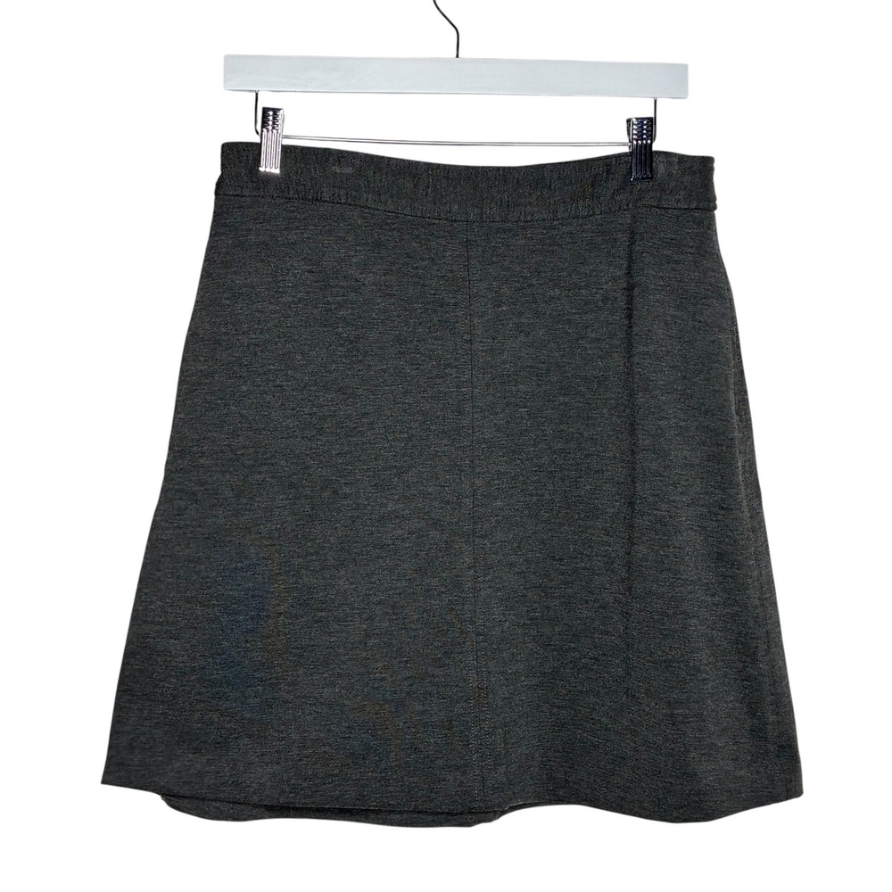 J Jill Womens 8P Petite Gray Stretch Ponte A-Line Skirt Pockets Minimalist